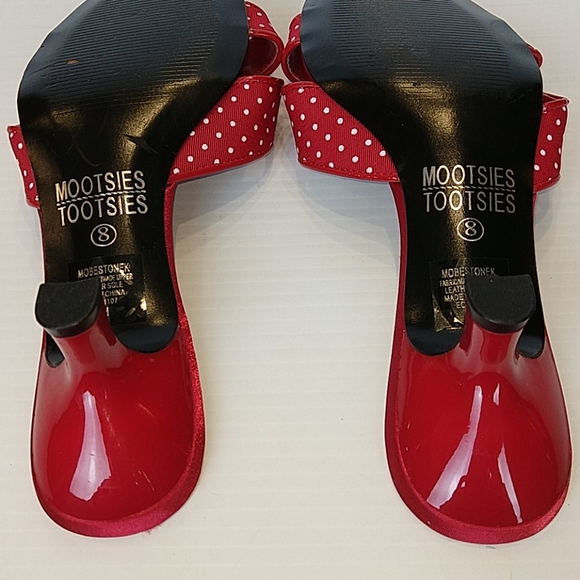 Mootsies Tootsies | Shoes | Red With Red White Polka Dot Kitten Heel Sandals | Poshmark